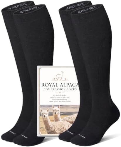 Alpaca blend knee high compression socks, Black
