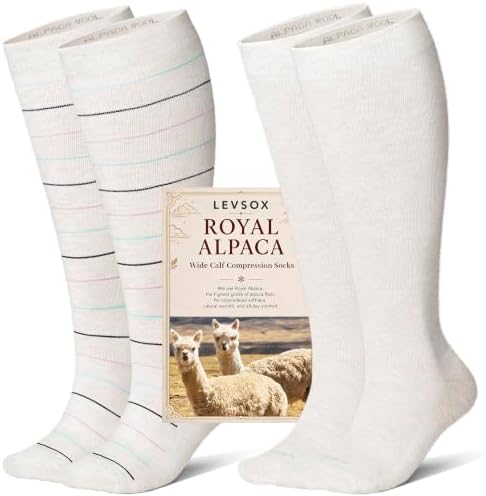 Alpaca blend wide calf knee highs, Beige
