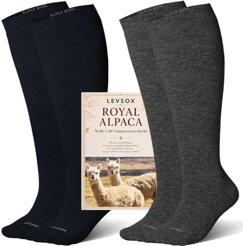 Alpaca blend wide calf knee highs, Grey / Black