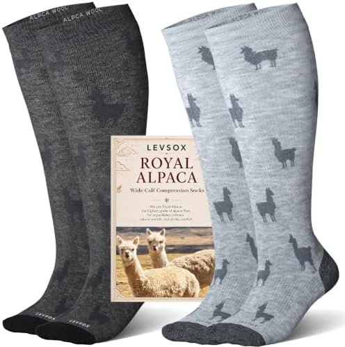 Alpaca blend wide calf knee highs, Grey