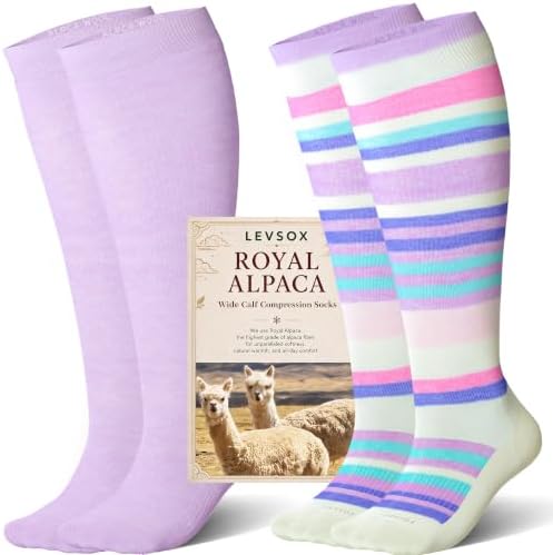 Alpaca blend wide calf knee highs, Purple