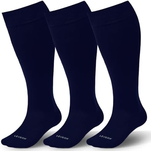Bamboo viscose wide calf knee highs, Navy Blue