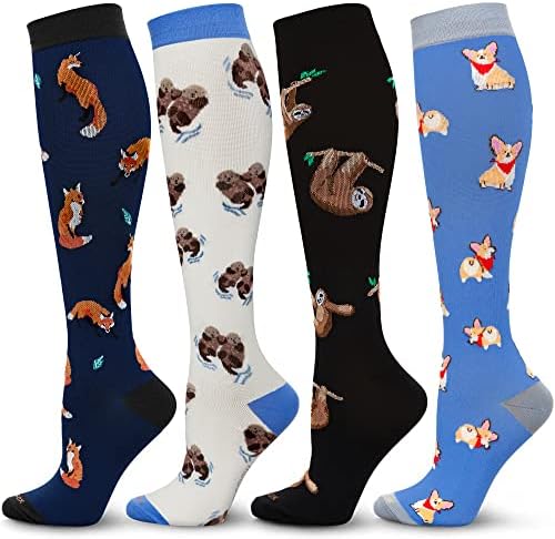 Classic knee high compression socks, Animal print mix
