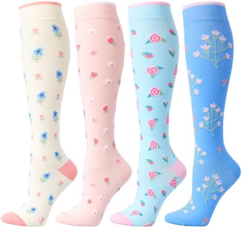 Classic knee high compression socks, Flower
