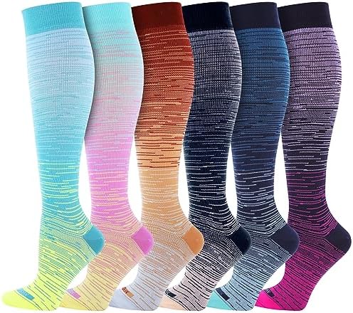 Classic knee high compression socks, Space dye mix (6 pairs)