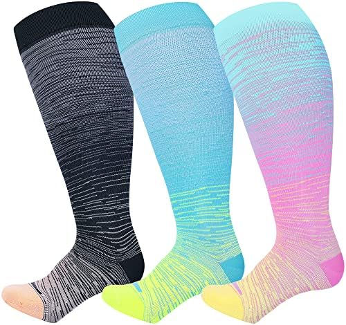 Wide calf knee high compression socks 15-20 mmHg, Tie Dye