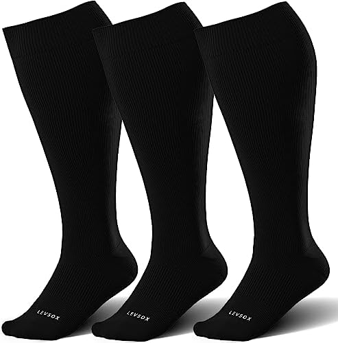 Wide calf knee high compression socks, Black