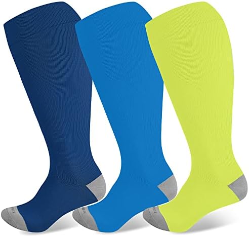 Wide calf knee high compression socks, Blue / Navy / Green