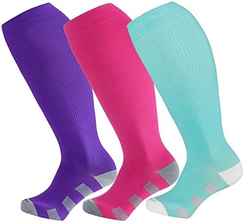 Wide calf knee high compression socks, Purple / Pink / Mint